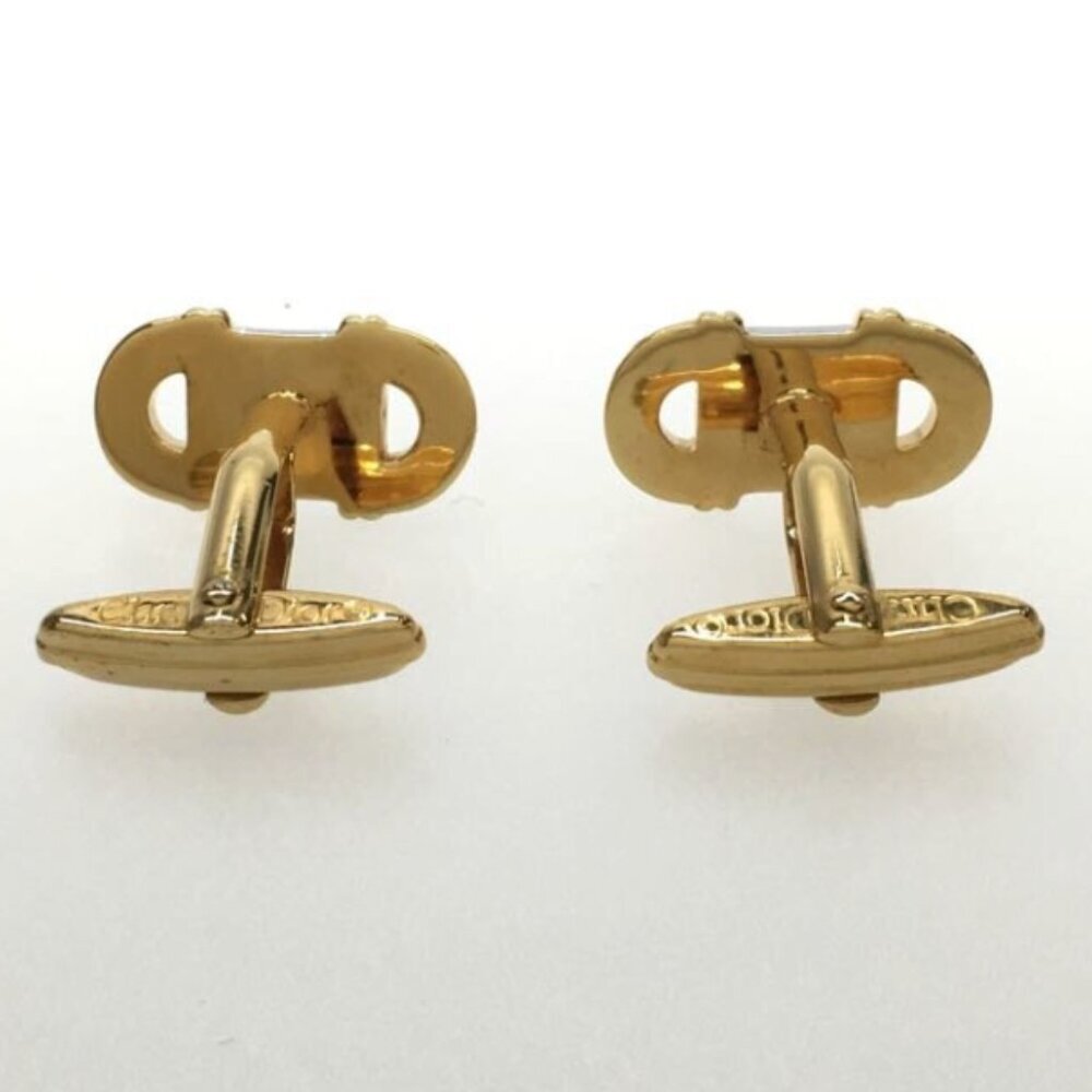 vintage Christian Dior two-tone gold-tone and silver-tone logo cufflinks - Picture 4 of 4